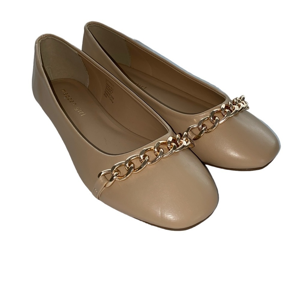 Madden Girl flats Jord02J1 style gold chain embellishment at toes Sz 8 NWOT